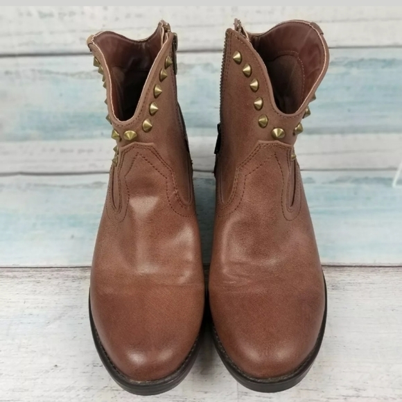 Mossimo Womens Brown Ankle Studded Biker Boots 8.5 - Picture 7 of 7